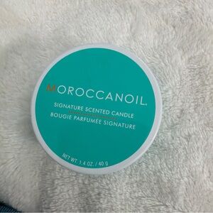 Moroccanoil Scented Candle Tin - Teal with Orange Logo